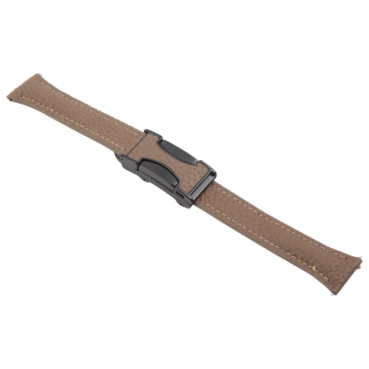 22mm Universal Slim Magnetic Buckle Genuine Leather Watch Band(Dark Brown)