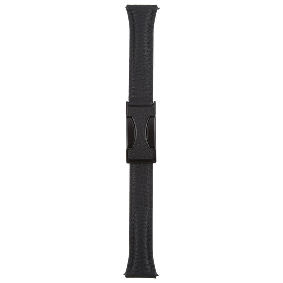 22mm Universal Slim Magnetic Buckle Genuine Leather Watch Band(Black)