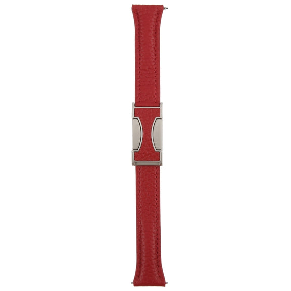 22mm Universal Slim Magnetic Buckle Genuine Leather Watch Band(Red)