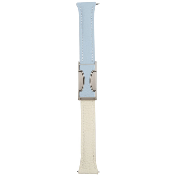 22mm Universal Slim Magnetic Buckle Genuine Leather Watch Band(Blue Beige)