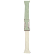 22mm Universal Slim Magnetic Buckle Genuine Leather Watch Band(Green Beige)