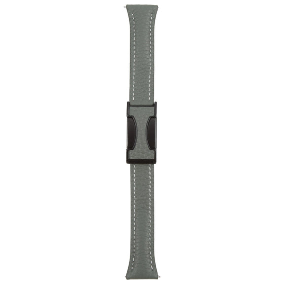 22mm Universal Slim Magnetic Buckle Genuine Leather Watch Band(Dark Green)