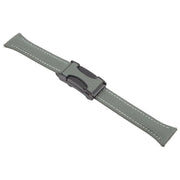 22mm Universal Slim Magnetic Buckle Genuine Leather Watch Band(Dark Green)