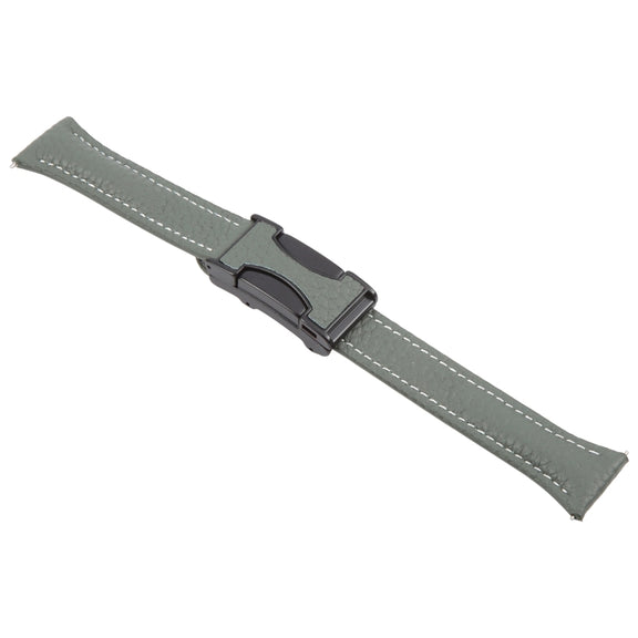 22mm Universal Slim Magnetic Buckle Genuine Leather Watch Band(Dark Green)