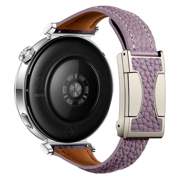 22mm Universal Slim Magnetic Buckle Genuine Leather Watch Band(Purple)