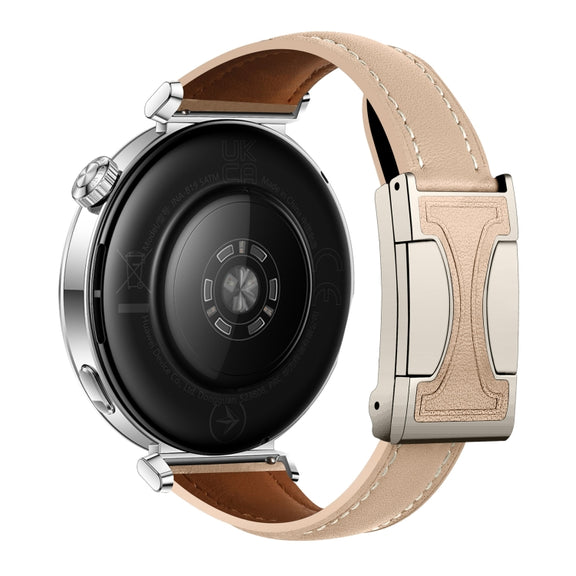 22mm Universal Slim Magnetic Buckle Genuine Leather Watch Band(Plain Weave Apricot)