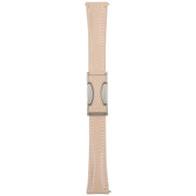 22mm Universal Slim Magnetic Buckle Genuine Leather Watch Band(Plain Weave Apricot)