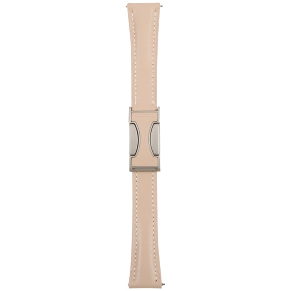 22mm Universal Slim Magnetic Buckle Genuine Leather Watch Band(Plain Weave Apricot)