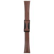 22mm Universal Slim Magnetic Buckle Genuine Leather Watch Band(Plain Weave Dark Coffee)