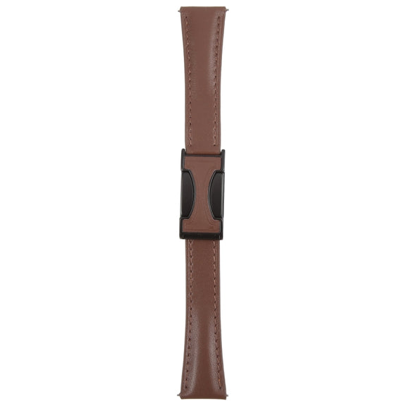 22mm Universal Slim Magnetic Buckle Genuine Leather Watch Band(Plain Weave Dark Coffee)