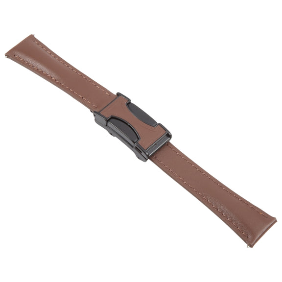 22mm Universal Slim Magnetic Buckle Genuine Leather Watch Band(Plain Weave Dark Coffee)