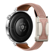 22mm Universal Slim Magnetic Buckle Genuine Leather Watch Band(Plain Weave Smoky Purple)