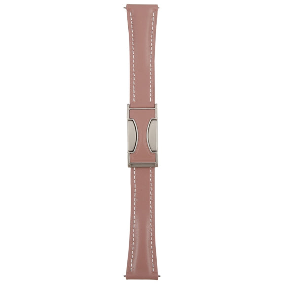 22mm Universal Slim Magnetic Buckle Genuine Leather Watch Band(Plain Weave Smoky Purple)