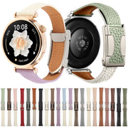 22mm Universal Slim Magnetic Buckle Genuine Leather Watch Band(Plain Weave Dark Coffee)