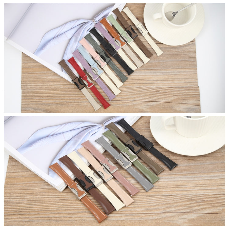 20mm Universal Slim Magnetic Buckle Genuine Leather Watch Band(Plain Weave Grey) - free shipping - PMc TechLife - Order now!