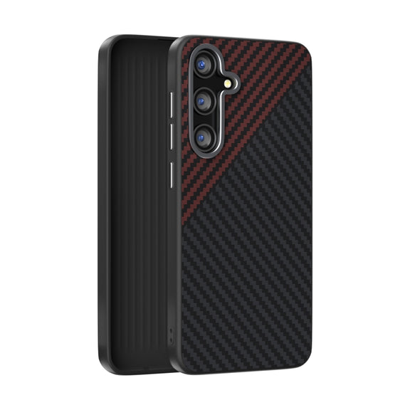 For Samsung Galaxy S25 5G / S24 5G ABEEL C Carbon Fiber Series 6D Micro Relief MagSafe Phone Case(Black Red)