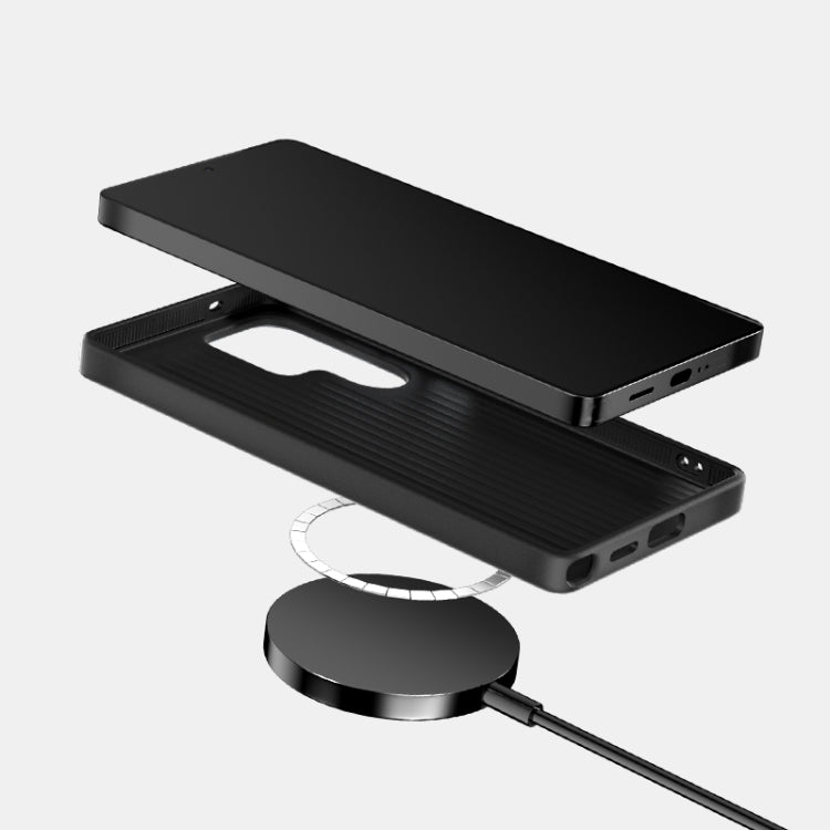 For Samsung Galaxy S25+ 5G / S24+ 5G ABEEL C Carbon Fiber Series 6D Micro Relief MagSafe Phone Case(Black Grey) - Galaxy S25+ 5G Cases by PMC TechLife | Online Shopping South Africa | PMC TechLife | Buy Now Pay Later Mobicred