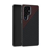 For Samsung Galaxy S25 Ultra 5G ABEEL C Carbon Fiber Series 6D Micro Relief MagSafe Phone Case(Black Red)