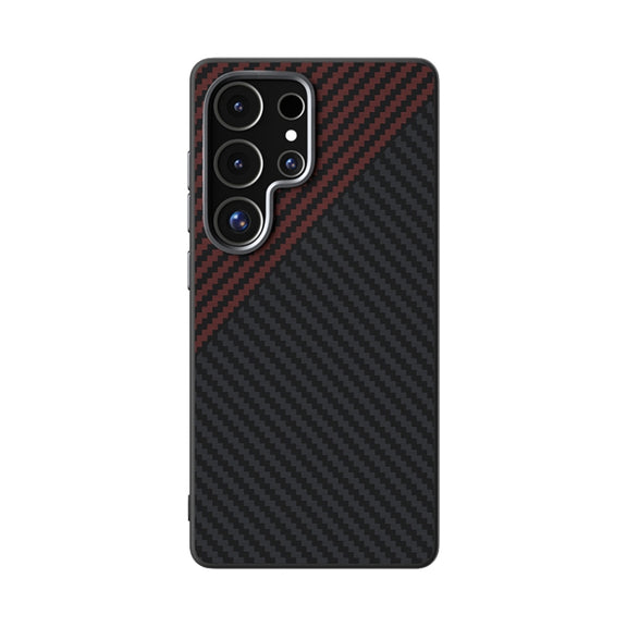 For Samsung Galaxy S25 Ultra 5G ABEEL C Carbon Fiber Series 6D Micro Relief MagSafe Phone Case(Black Red)