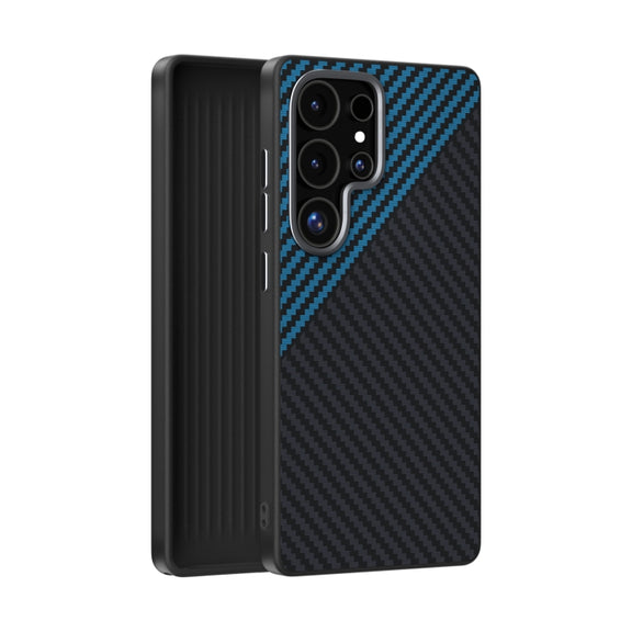 For Samsung Galaxy S25 Ultra 5G ABEEL C Carbon Fiber Series 6D Micro Relief MagSafe Phone Case(Black Blue)