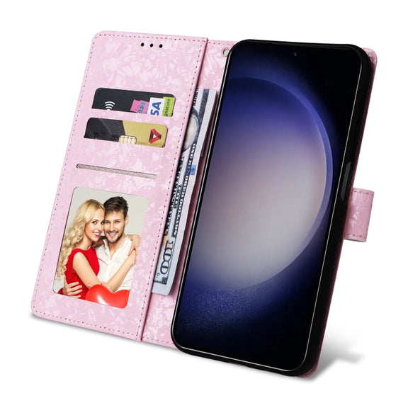 For Samsung Galaxy S25 5G Bronzing Painting RFID Leather Phone Case(Pastoral Rose)