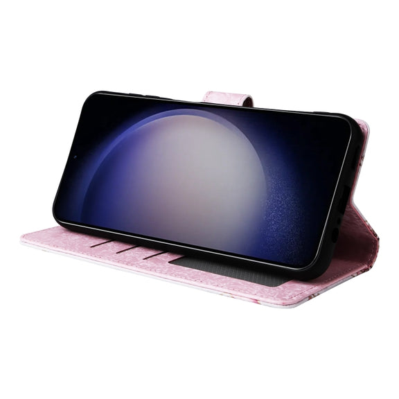 For Samsung Galaxy S25 5G Bronzing Painting RFID Leather Phone Case(Pastoral Rose)