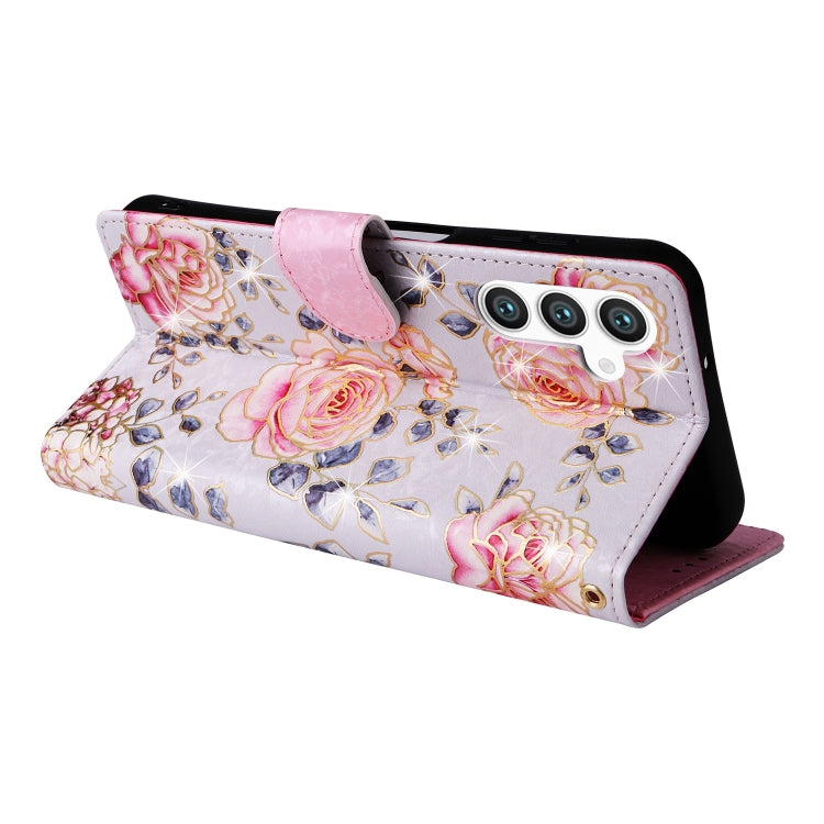 For Samsung Galaxy S25 5G Bronzing Painting RFID Leather Phone Case(Pastoral Rose)