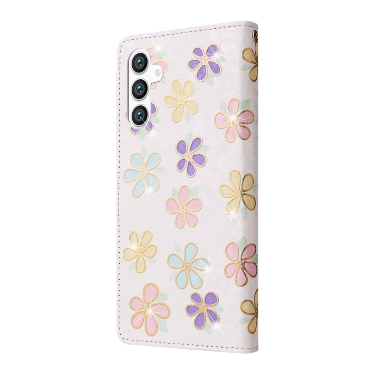 For Samsung Galaxy S25 5G Bronzing Painting RFID Leather Phone Case(Bloosoming Flower) - Galaxy S25 5G Cases by PMC Jewellery | Online Shopping South Africa | PMC Jewellery | Buy Now Pay Later Mobicred