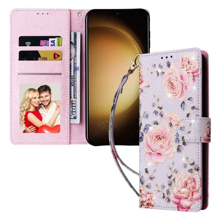 For Samsung Galaxy S25+ 5G Bronzing Painting RFID Leather Phone Case(Pastoral Rose) - Galaxy S25+ 5G Cases by PMC Jewellery | Online Shopping South Africa | PMC Jewellery | Buy Now Pay Later Mobicred