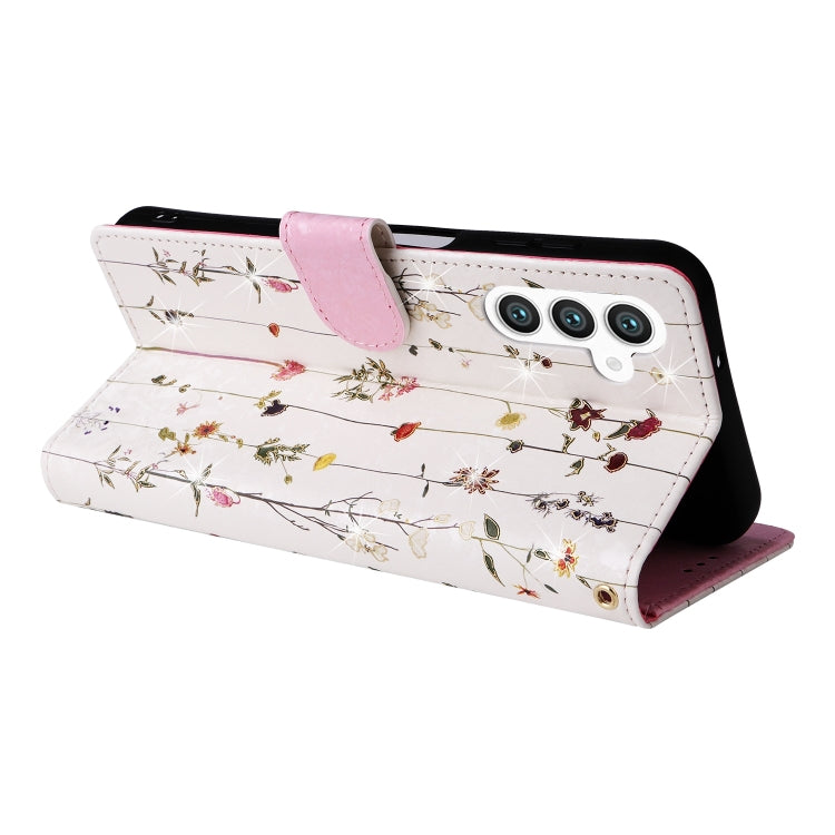For Samsung Galaxy S25+ 5G Bronzing Painting RFID Leather Phone Case(Flowers World)
