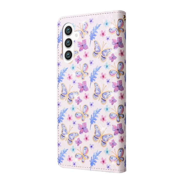 For Samsung Galaxy S25+ 5G Bronzing Painting RFID Leather Phone Case(Pansies) - Galaxy S25+ 5G Cases by PMC Jewellery | Online Shopping South Africa | PMC Jewellery | Buy Now Pay Later Mobicred