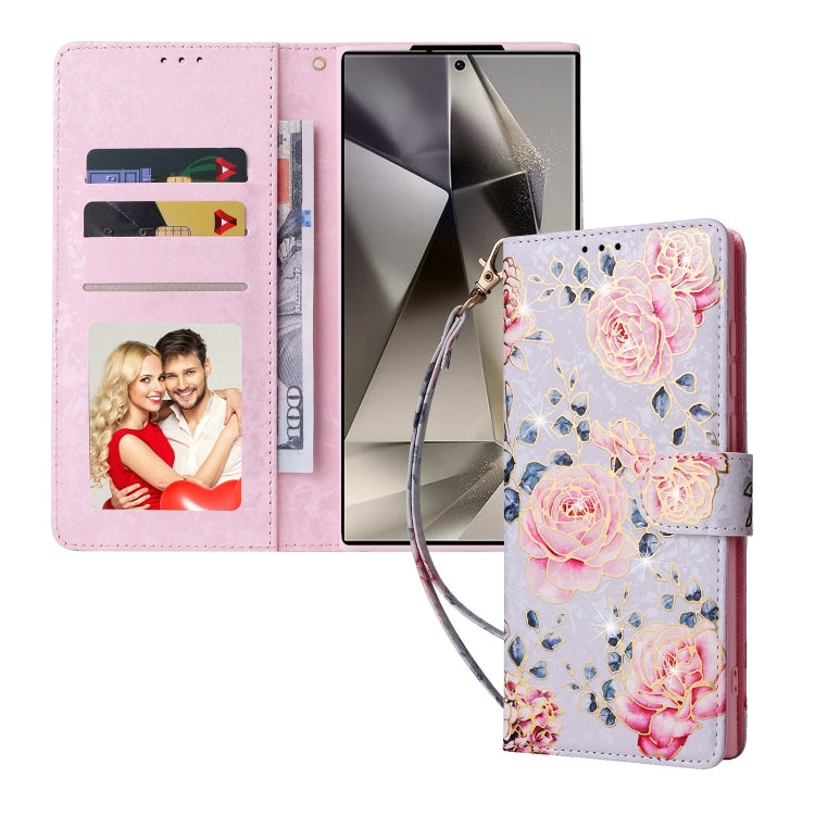 For Samsung Galaxy S25 Ultra 5G Bronzing Painting RFID Leather Phone Case(Pastoral Rose) - Galaxy S25 Ultra 5G Cases by PMC Jewellery | Online Shopping South Africa | PMC Jewellery | Buy Now Pay Later Mobicred
