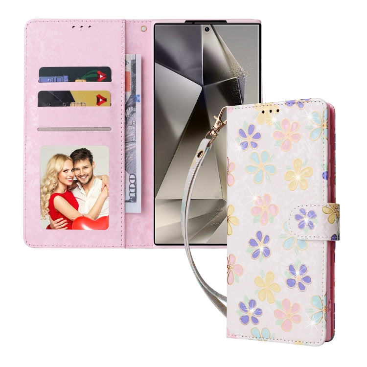For Samsung Galaxy S25 Ultra 5G Bronzing Painting RFID Leather Phone Case(Bloosoming Flower) - Galaxy S25 Ultra 5G Cases by PMC Jewellery | Online Shopping South Africa | PMC Jewellery | Buy Now Pay Later Mobicred