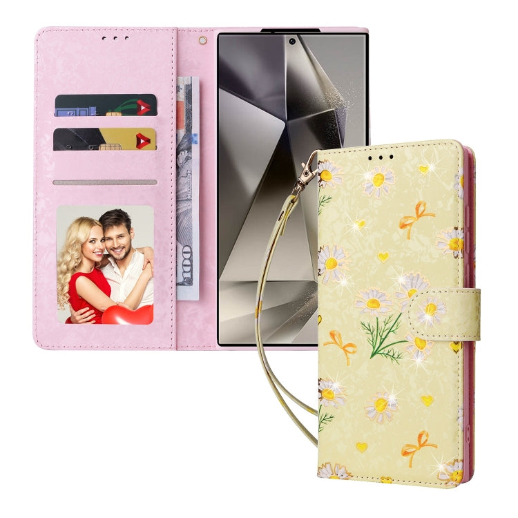 For Samsung Galaxy S25 Ultra 5G Bronzing Painting RFID Leather Phone Case(Yellow Daisy) - Galaxy S25 Ultra 5G Cases by PMC Jewellery | Online Shopping South Africa | PMC Jewellery | Buy Now Pay Later Mobicred