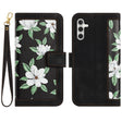 For Samsung Galaxy S25+ 5G Floral Pattern Leather Phone Case with Lanyard(Black) - free shipping - PMC Jewellery - Order now!