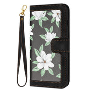 For Samsung Galaxy S25+ 5G Floral Pattern Leather Phone Case with Lanyard(Black)