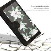 For Samsung Galaxy S25+ 5G Floral Pattern Leather Phone Case with Lanyard(Black)