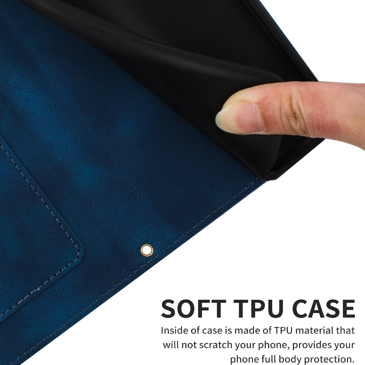 For Samsung Galaxy S25 5G Floral Pattern Leather Phone Case with Lanyard(Dark Blue) - Galaxy S25 5G Cases by PMC Jewellery | Online Shopping South Africa | PMC Jewellery | Buy Now Pay Later Mobicred