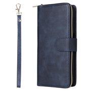 For Samsung Galaxy S25 5G 9-Card Slots Zipper Wallet Bag Leather Phone Case(Blue)