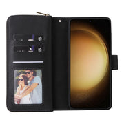 For Samsung Galaxy S25+ 5G 9-Card Slots Zipper Wallet Bag Leather Phone Case(Black)