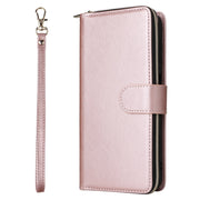 For Samsung Galaxy S25+ 5G 9-Card Slots Zipper Wallet Bag Leather Phone Case(Rose Gold)