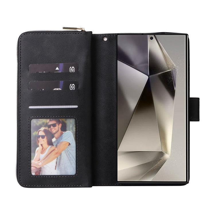 For Samsung Galaxy S25 Ultra 5G 9-Card Slots Zipper Wallet Bag Leather Phone Case(Black) - Galaxy S25 Ultra 5G Cases by PMC TechLife | Online Shopping South Africa | PMC TechLife | Buy Now Pay Later Mobicred