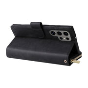 For Samsung Galaxy S25 Ultra 5G 9-Card Slots Zipper Wallet Bag Leather Phone Case(Black)