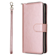 For Samsung Galaxy S25 Ultra 5G 9-Card Slots Zipper Wallet Bag Leather Phone Case(Rose Gold)