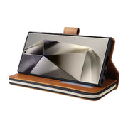For Samsung Galaxy S25 Ultra 5G 9-Card Slots Zipper Wallet Bag Leather Phone Case(Brown)