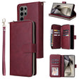 For Samsung Galaxy S25 Ultra 5G 9-Card Slots Zipper Wallet Bag Leather Phone Case(Wine Red) - Galaxy S25 Ultra 5G Cases by PMC TechLife | Online Shopping South Africa | PMC TechLife | Buy Now Pay Later Mobicred