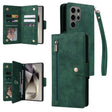 For Samsung Galaxy S25 Ultra 5G Rivet Buckle 9 Cards Three Fold Leather Phone Case(Green) - Galaxy S25 Ultra 5G Cases by PMC Jewellery | Online Shopping South Africa | PMC Jewellery | Buy Now Pay Later Mobicred