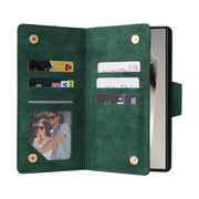 For Samsung Galaxy S25 Ultra 5G Rivet Buckle 9 Cards Three Fold Leather Phone Case(Green)