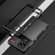 For ZTE nubia Z70 Ultra Aurora Series Lens Protector + Metal Frame Phone Case(Black Silver)