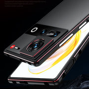 For ZTE nubia Z70 Ultra Aurora Series Lens Protector + Metal Frame Phone Case(Black Silver)